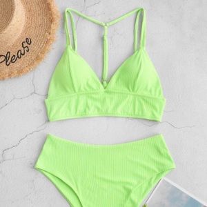 Zaful - Neon Green Bikini ~ High Waist